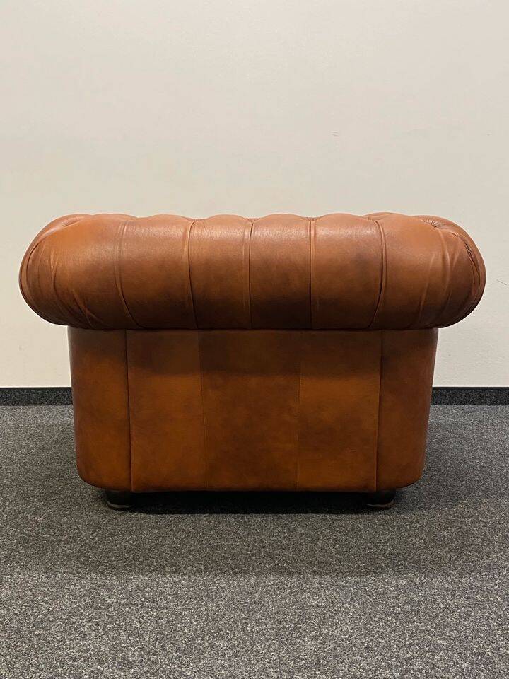 Vintage chesterfield brown leather club chair