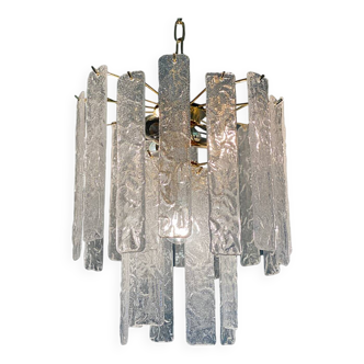 Murano Glass Chandelier With Hammered Strips ”Listelli” by Simoeng