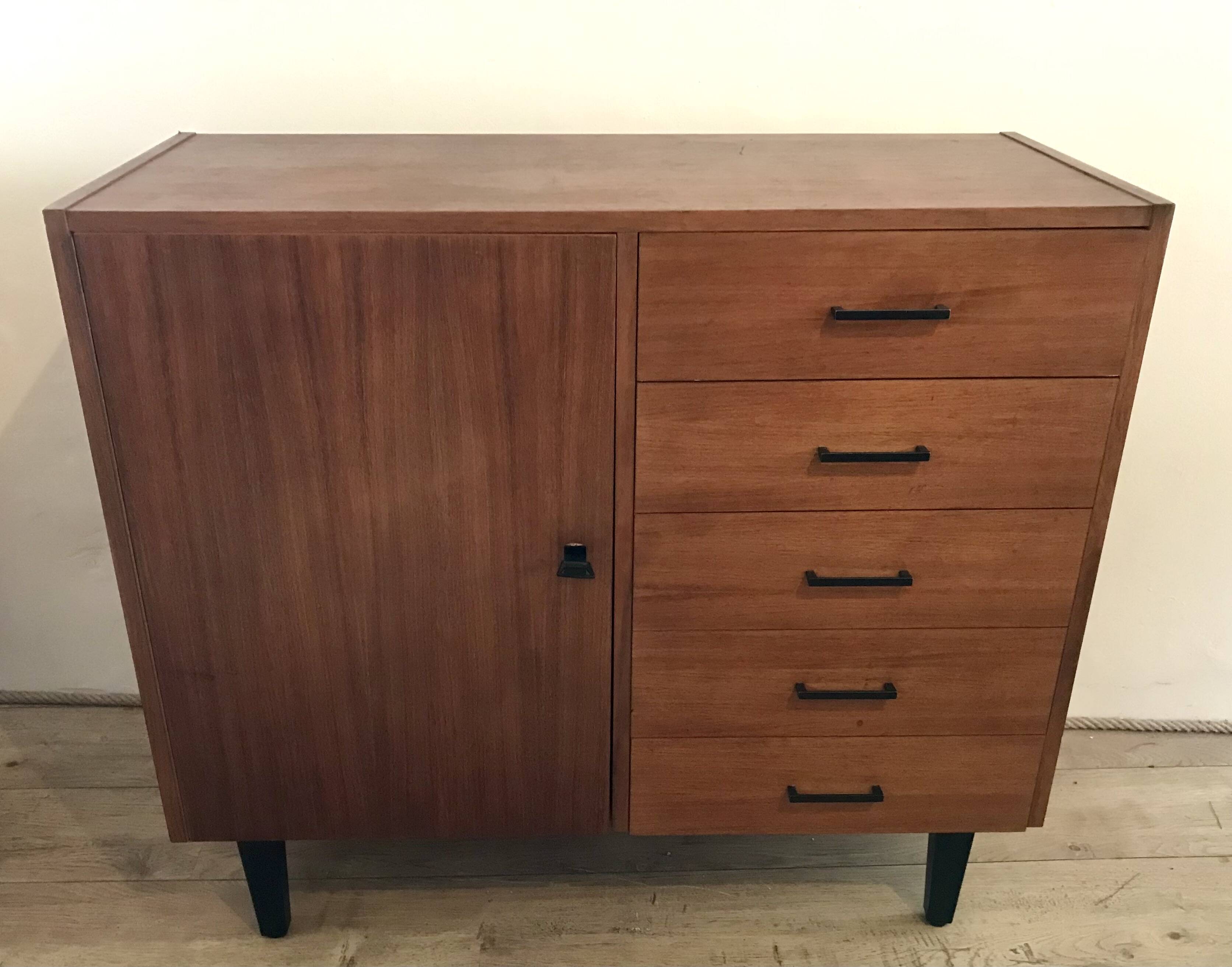 Vintage storage unit 1 door 5 drawers