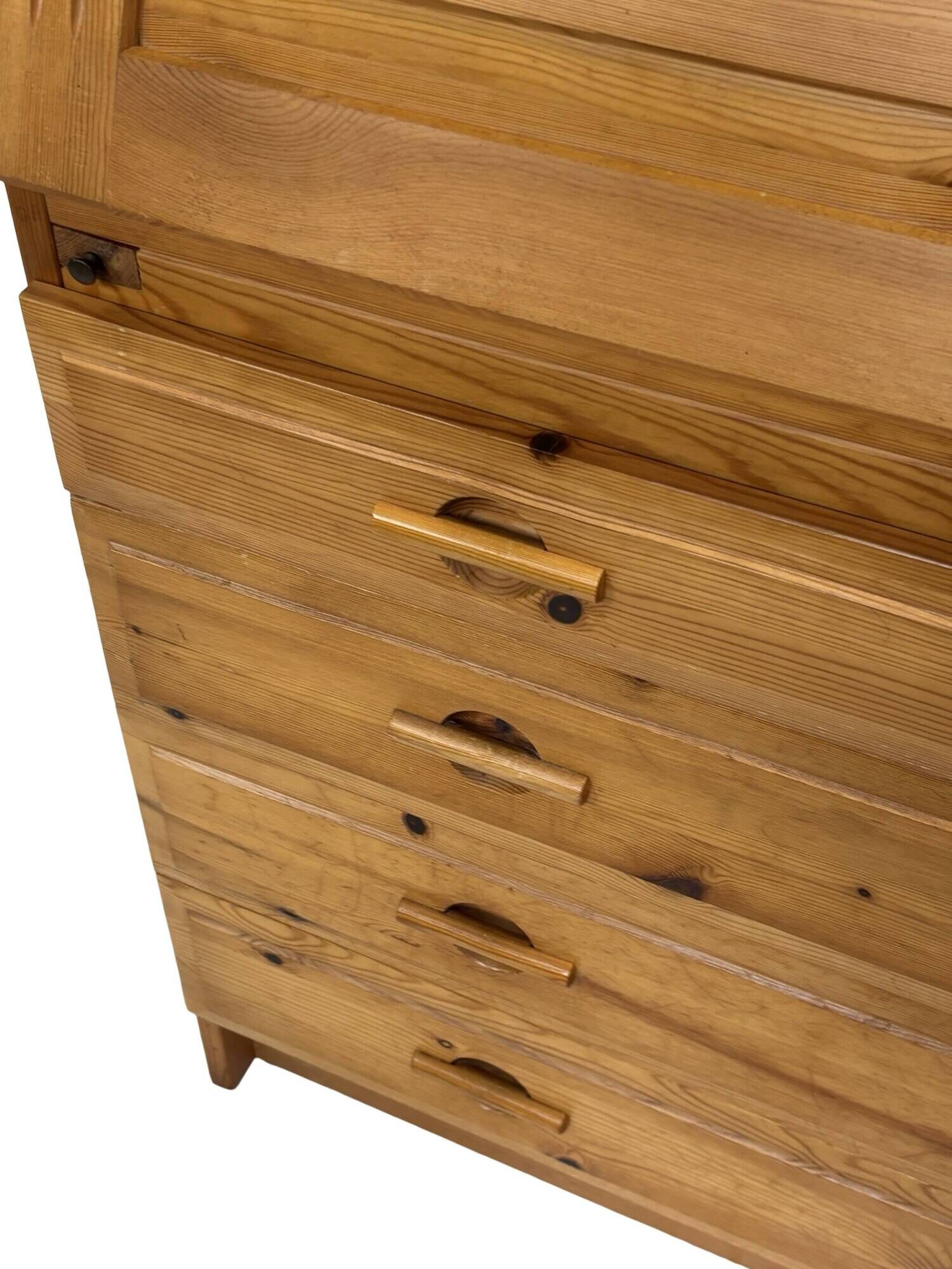 Vintage pine secretaire workstation desk, 1980s design