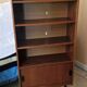 Vintage: Wooden display cabinet with 5 shelves, 4 metal legs.