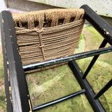 Chaise Italienne Vintage Laquée Noire Corde Tressée