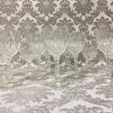 Set of 12 glasses with glass and crystal foot glass wine water tableware France 1950