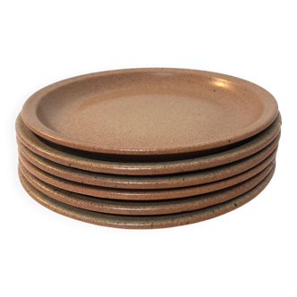 6 plates dessert stoneware, 1970