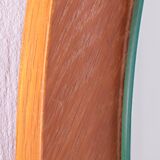 Vintage Large Round light wooden Wall Mirror, 1960s