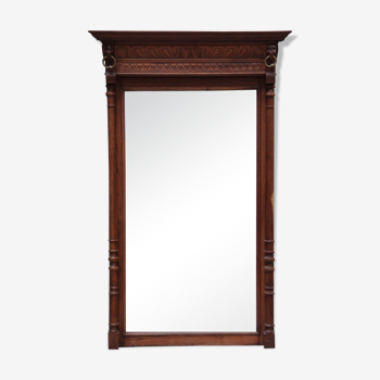 Henry II style bevelled oak mirror 95x154cm