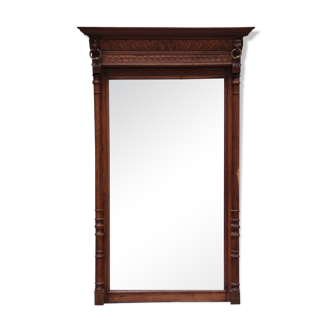 Henry II style bevelled oak mirror 95x154cm