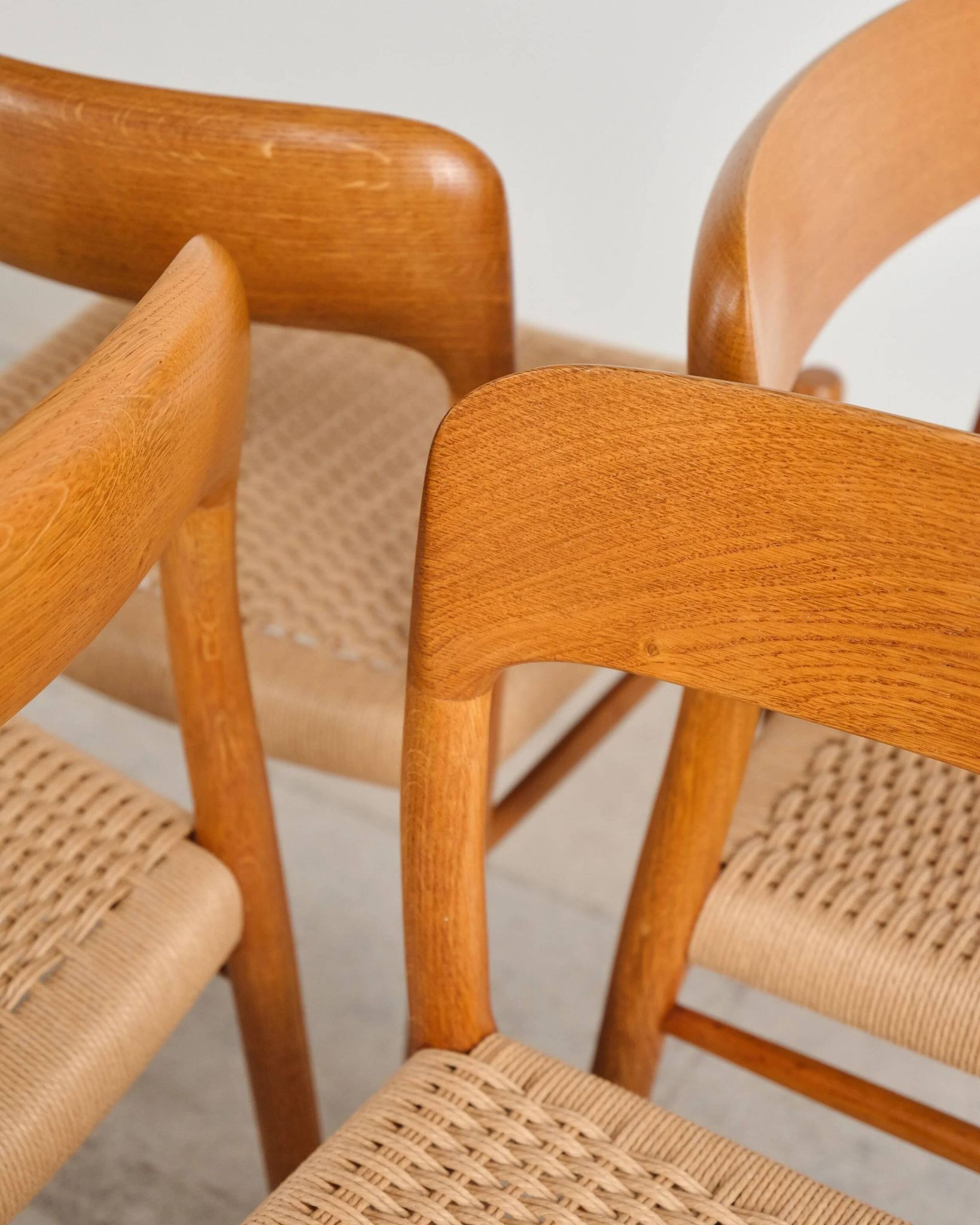 Set of 4 chairs model 75 in oak, Niels O. Møller, Denmark, 1950s