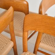 Set of 4 chairs model 75 in oak, Niels O. Møller, Denmark, 1950s