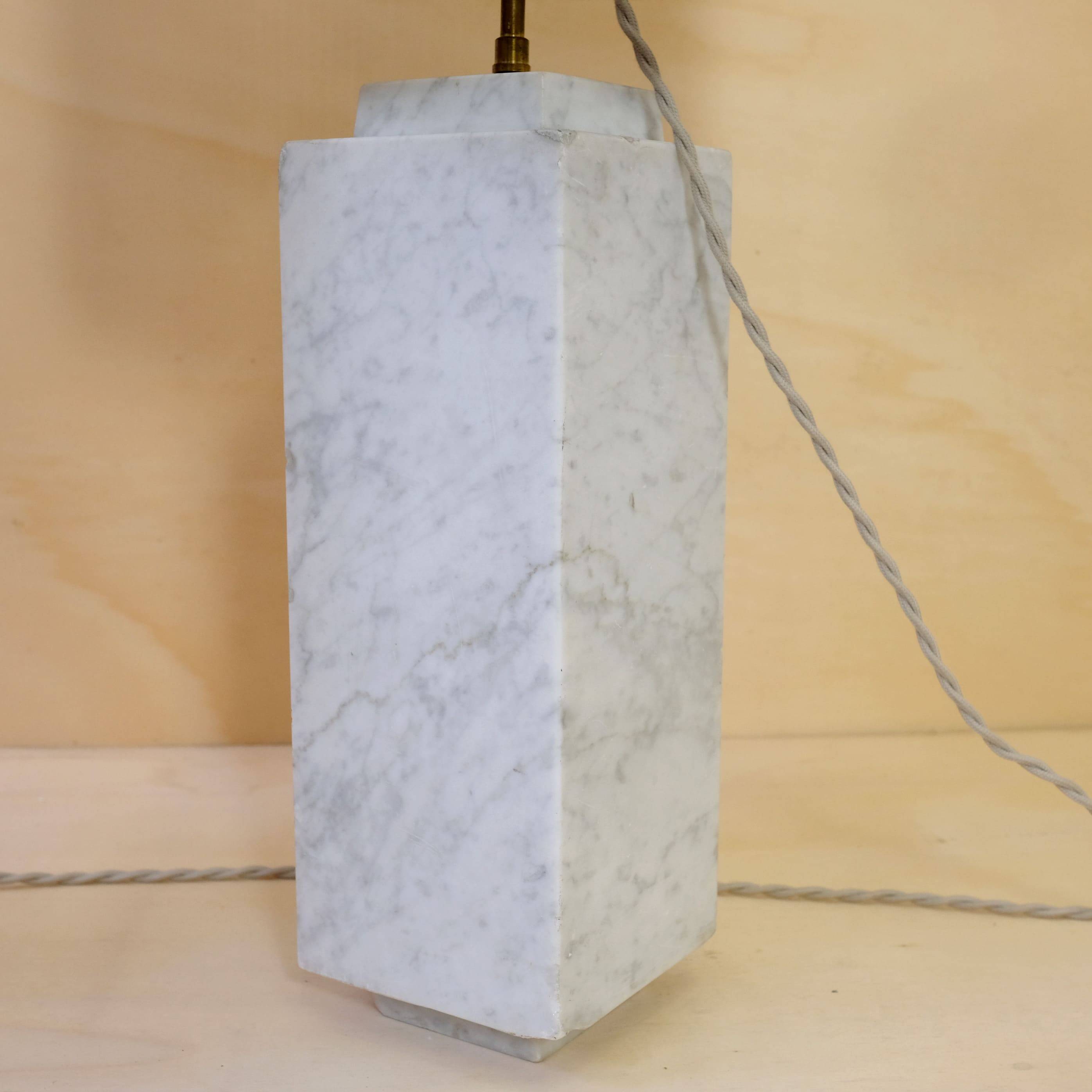 Pair of marble lamps from the 60s and their rope lampshades.