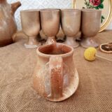 Vintage stoneware 8 mazagrans teapot and milk jug set