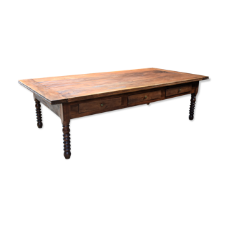 Table de Passementier à tiroirs bois noyer, France Lyon 1880'