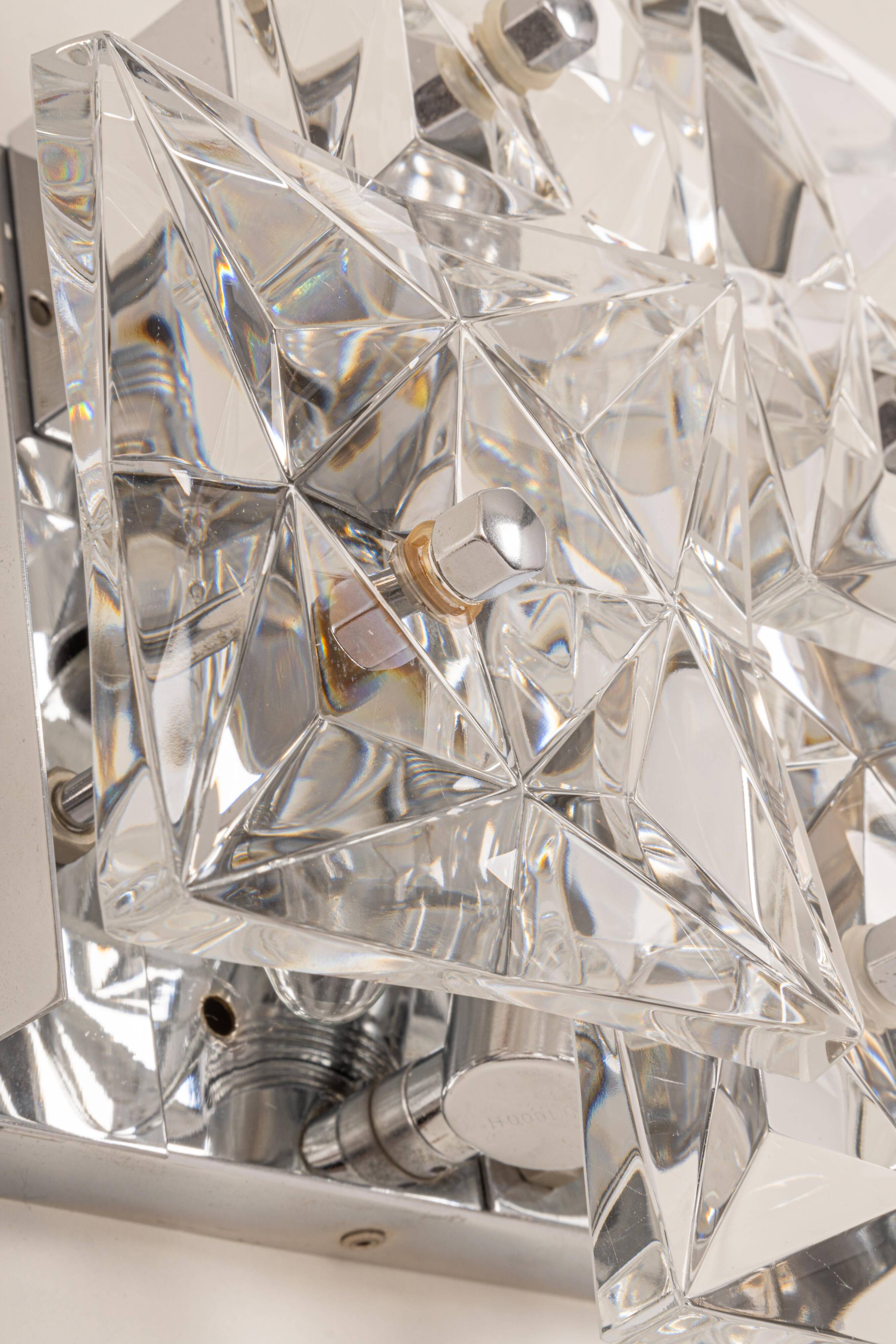 Pair of crystal wall lights by Kinkeldey, Germany, 1970s.