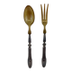 Old salad servers in filled silver and horn