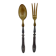 Old salad servers in filled silver and horn