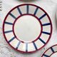 5 Small Vintage French Plates Terre de Fer HBCM Béarn blue and red stripes
