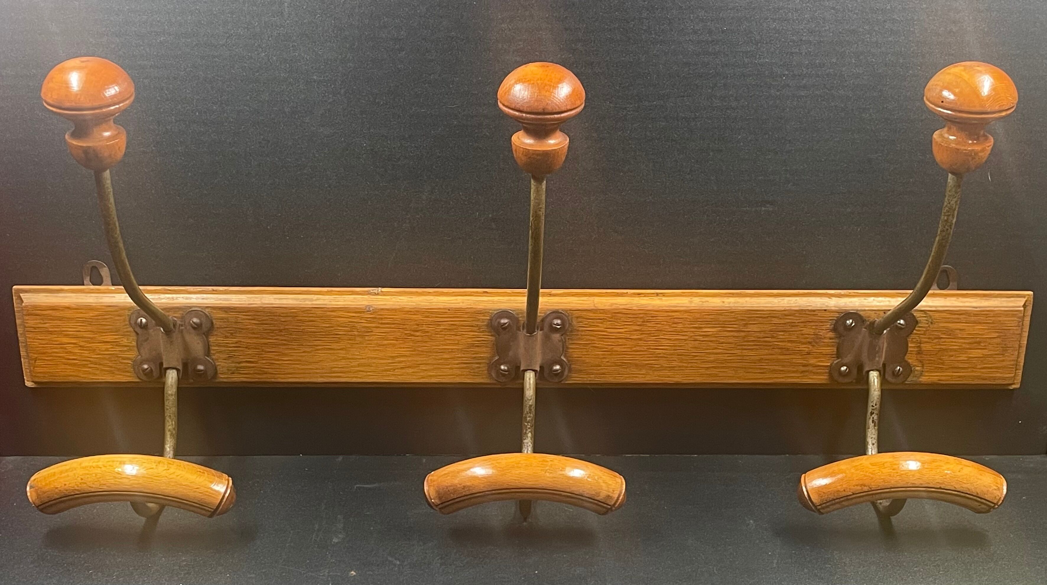 Old hooks - wooden coat rack