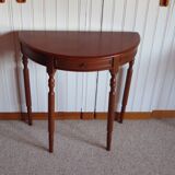 Set of 2 half-moon console tables with drawer - cherry wood - Louis Philippe style