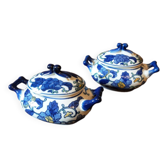 Set of 2 small porcelain candy boxes