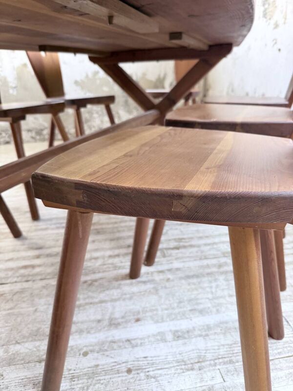 Ensemble table et 8 chaises mobilier de montagne malmvalll