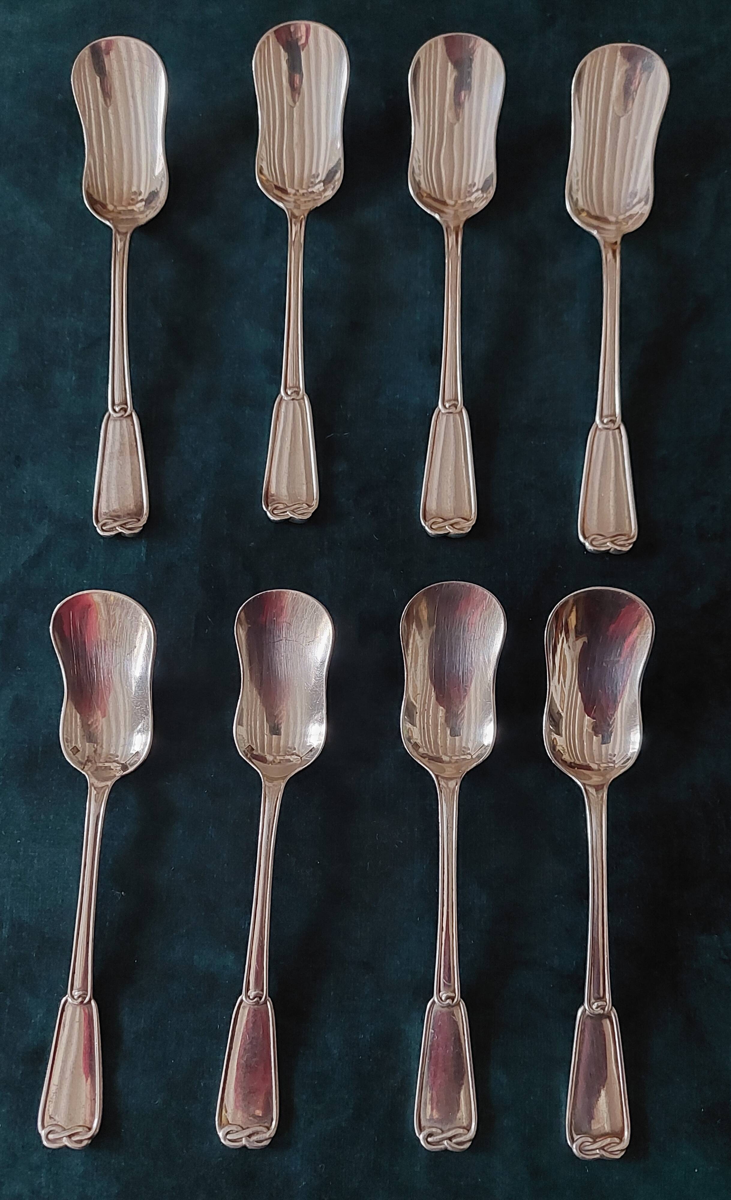Christofle silver-plated hors d'oeuvre or dessert spoons with Bala hallmark