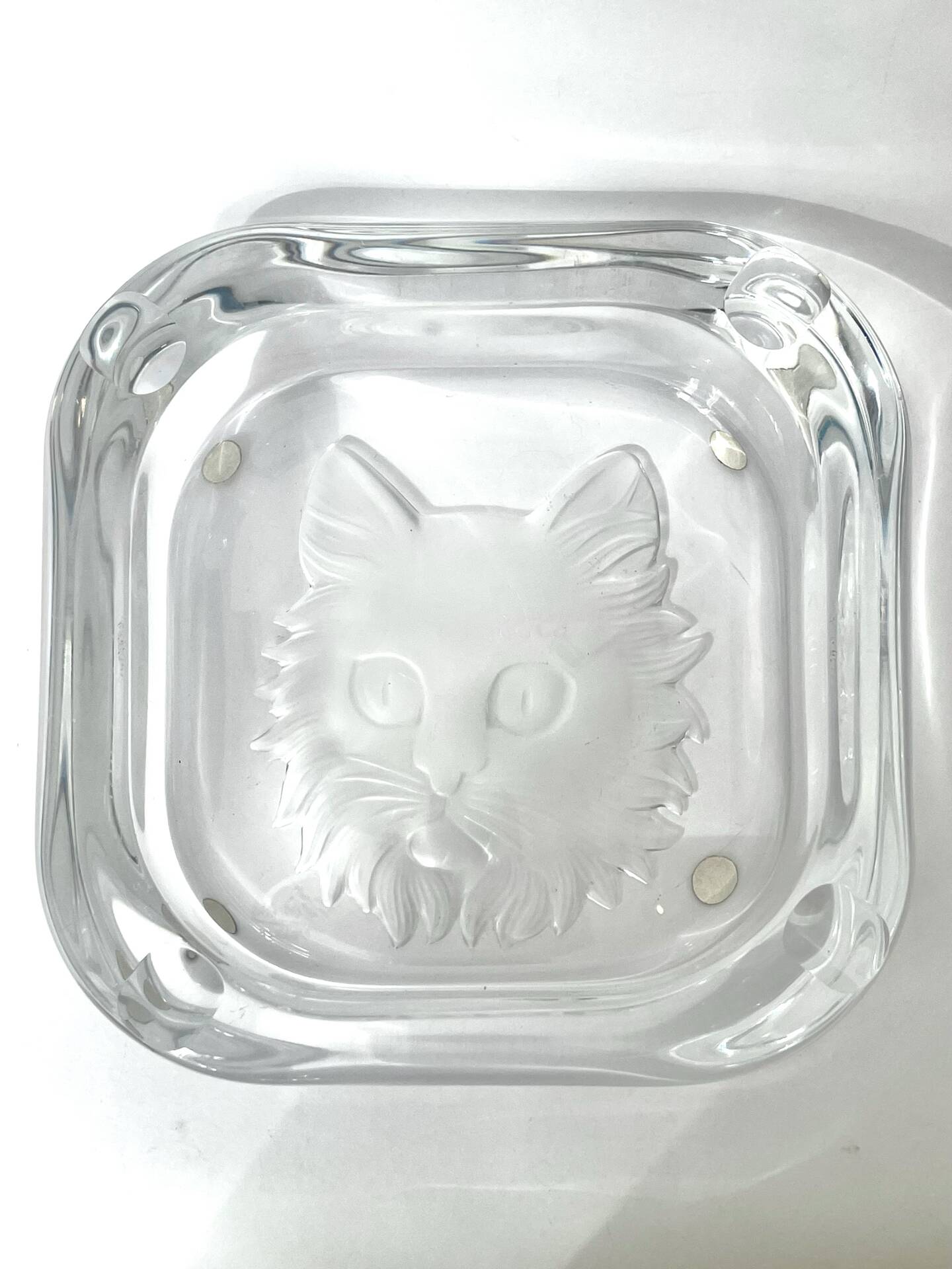 Cendrier chat, cristal de Sèvres, France