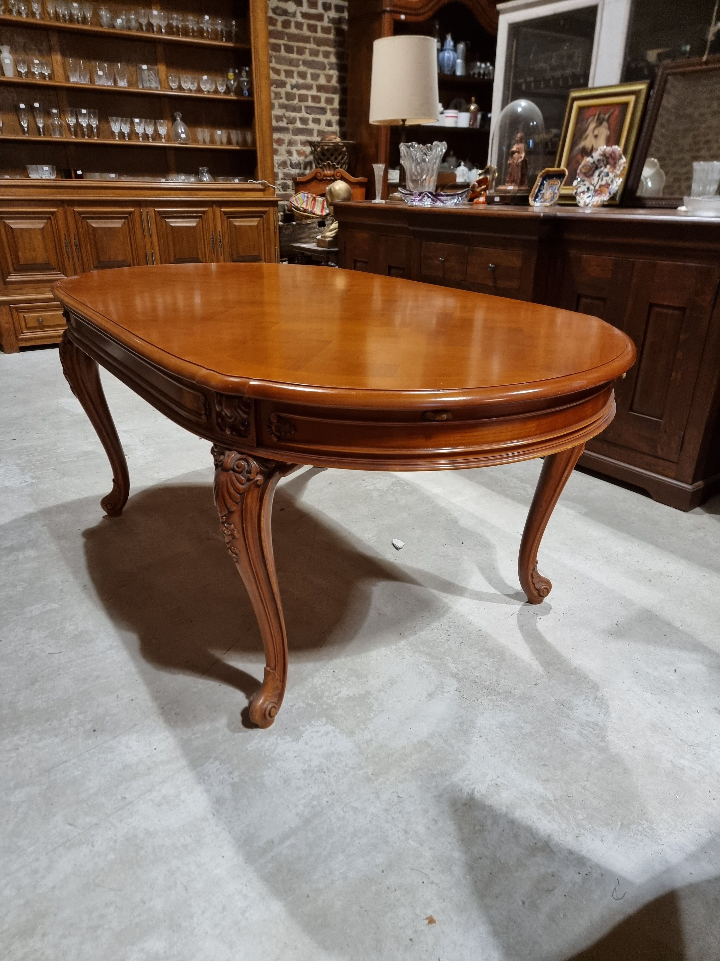 Cherry wood table and chairs set