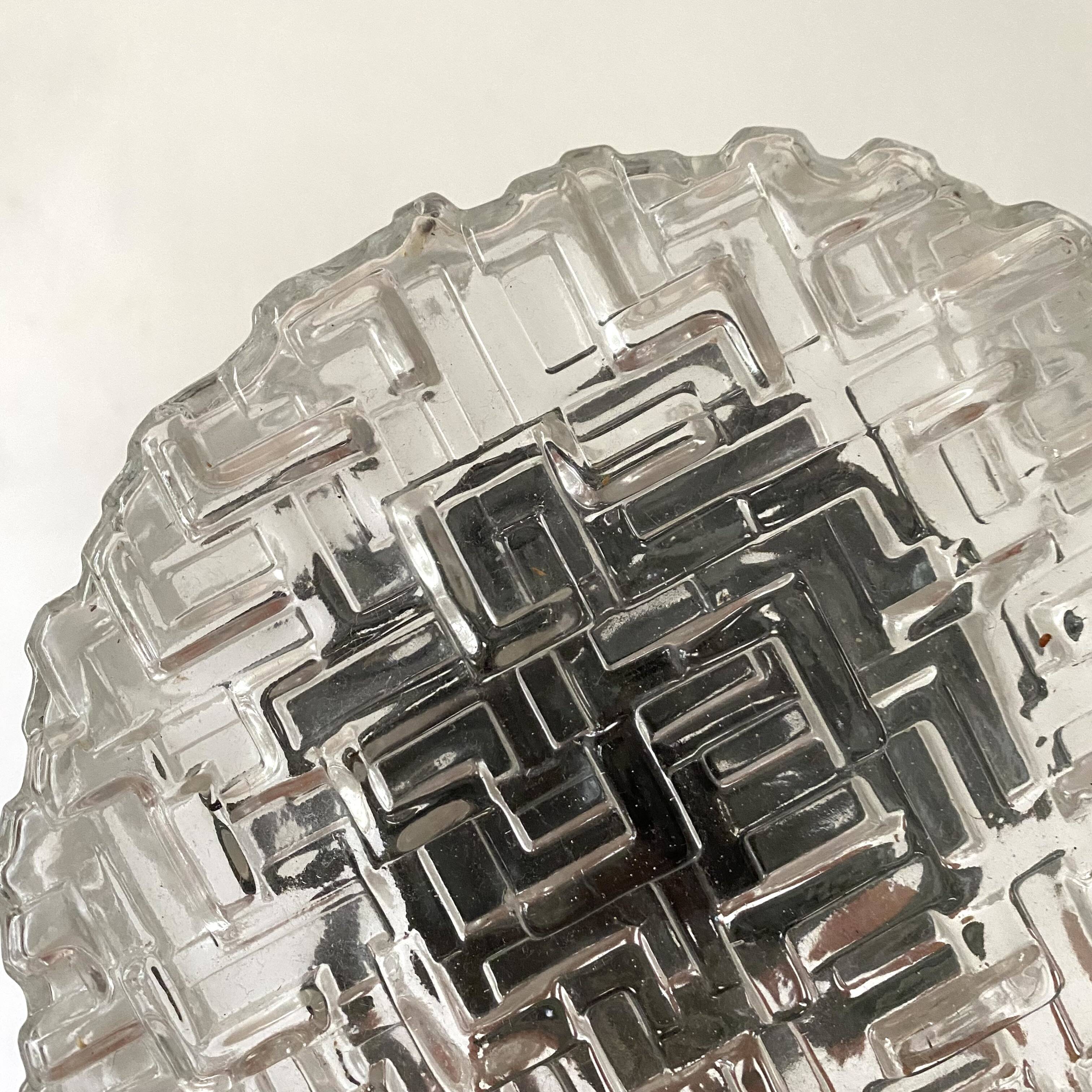 Vintage round ceiling light in molded glass