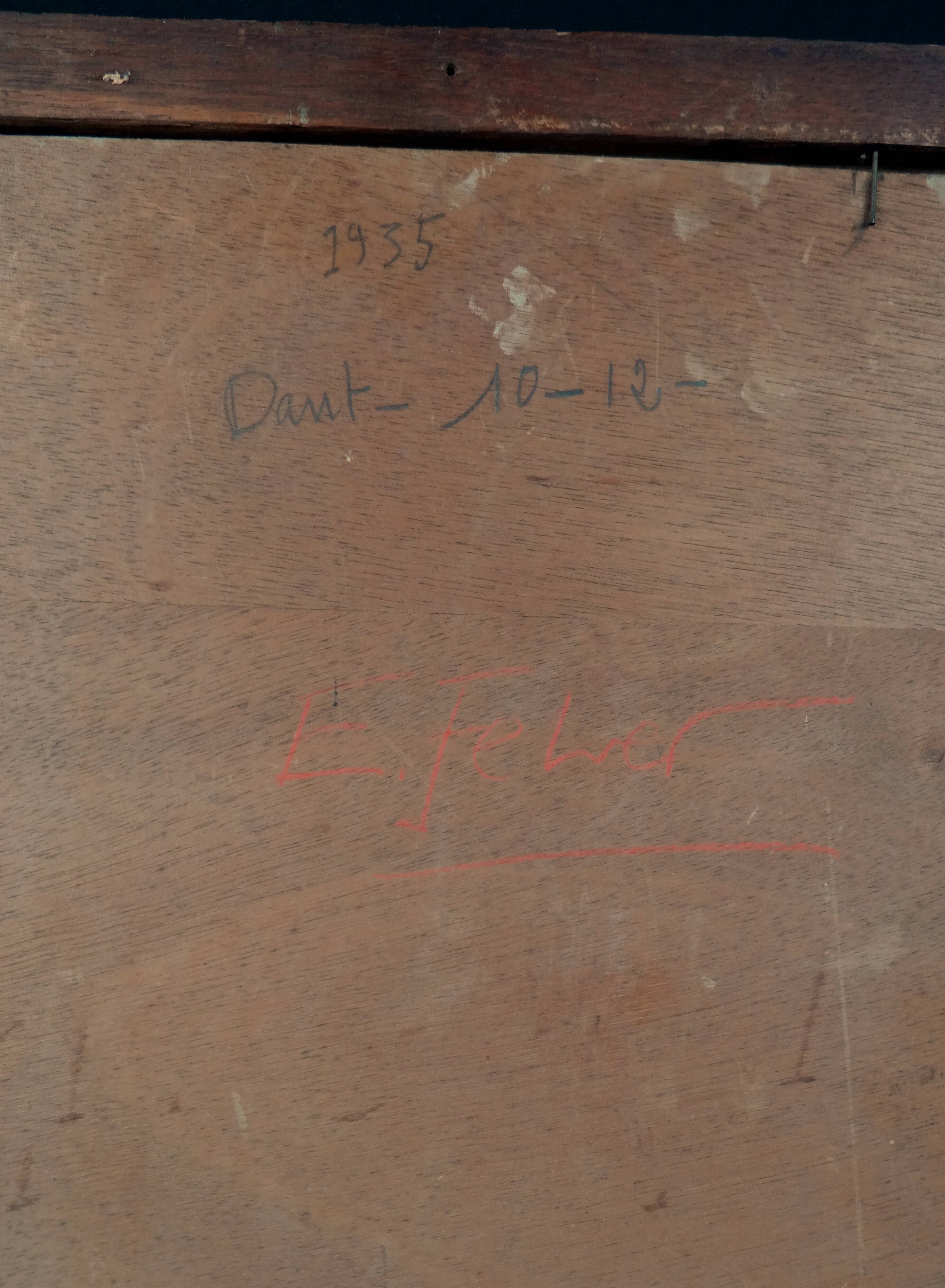 "The Souk," an Orientalist oil painting on panel, signed Émile Feher and dated 1935.