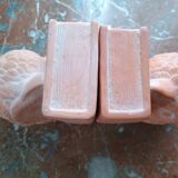 Pair of bookends - Owl and book - raw terracotta - modern