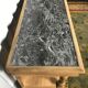 Console Henri II noyer aéro gommé et marbre