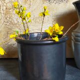 Vintage black glazed earthenware pot