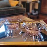 Pair of pressed glass cups – Art Deco 1930s