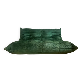 Togo 3-seater sofa in emerald green velvet