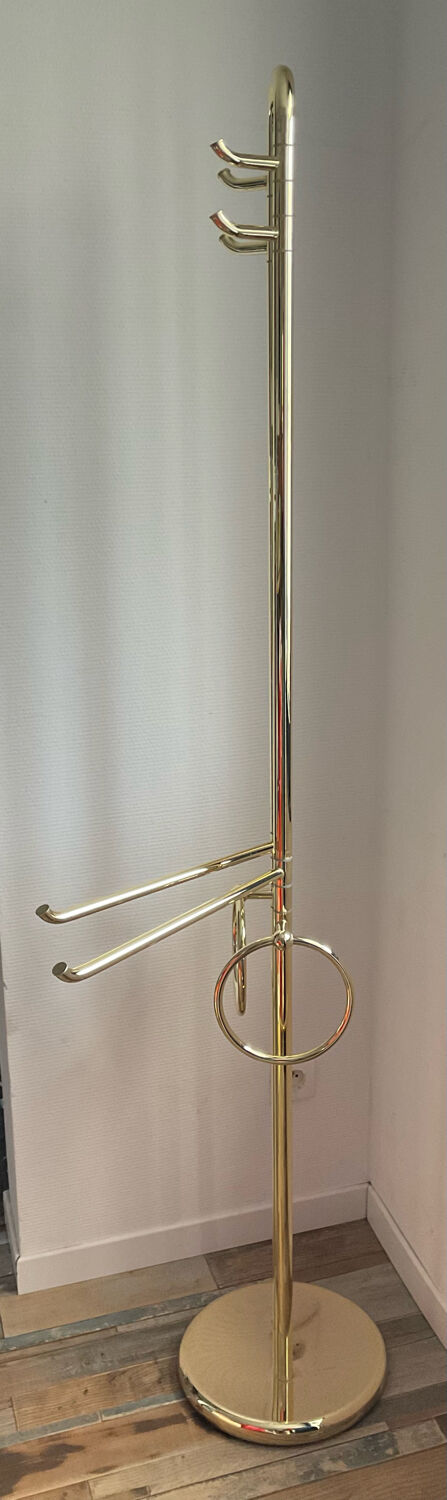 Italian towel rack in gilded metal from the 70s