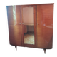 Large vintage wardrobe from the 50s/60s in wood with a mirror.