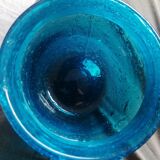 Set of five turquoise cups blown glass