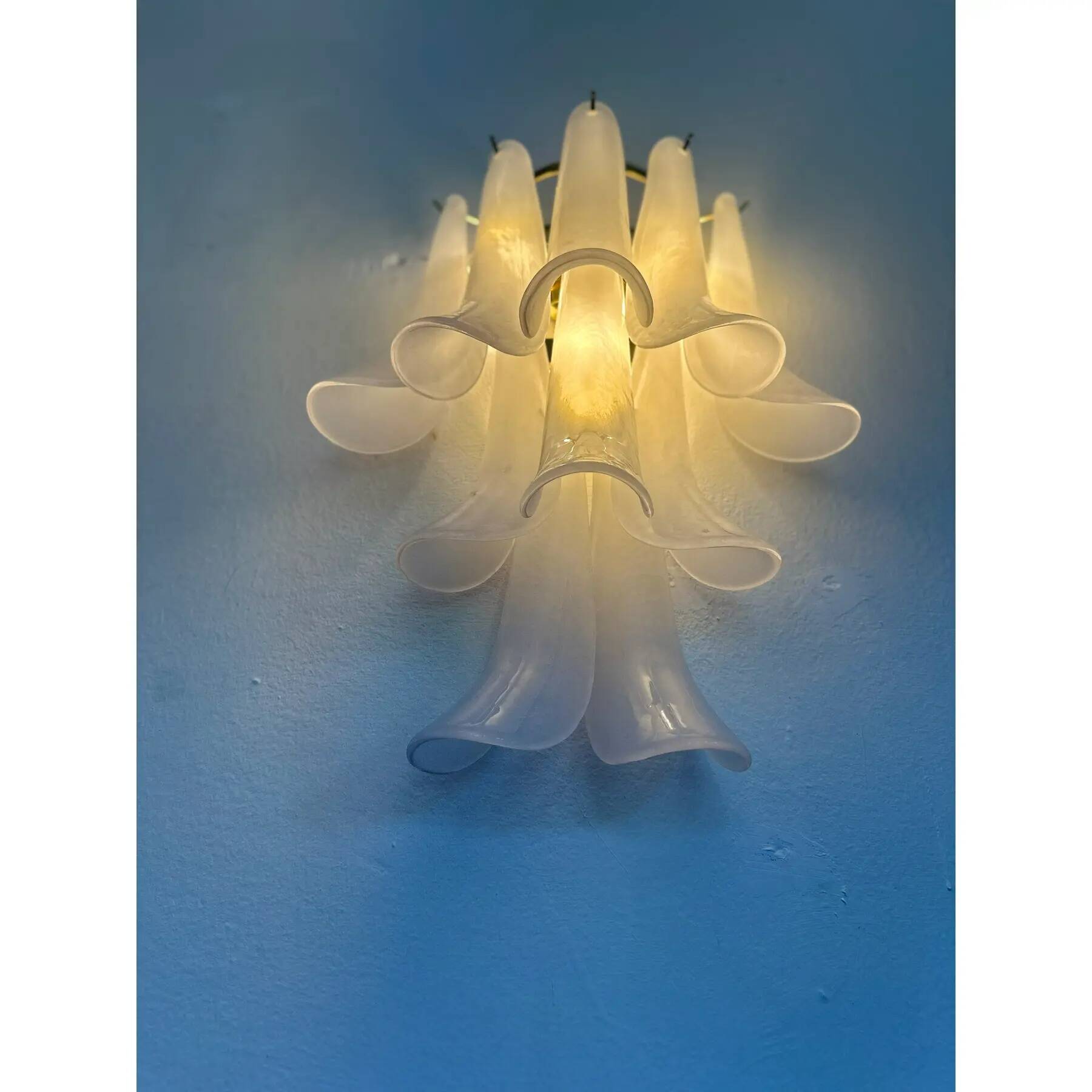 Contemporary Frosted “Selle” Murano Glass Wall Sconce in Mazzega Style