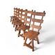 Elm wood brutalist wabi sabi dining set with 6 chairs & Table, 1960s