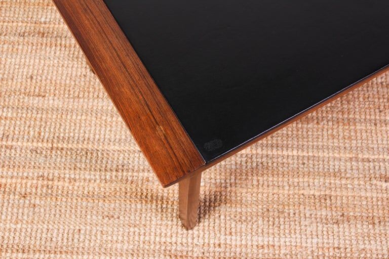 Rosewood coffee table with Denmark leather tray