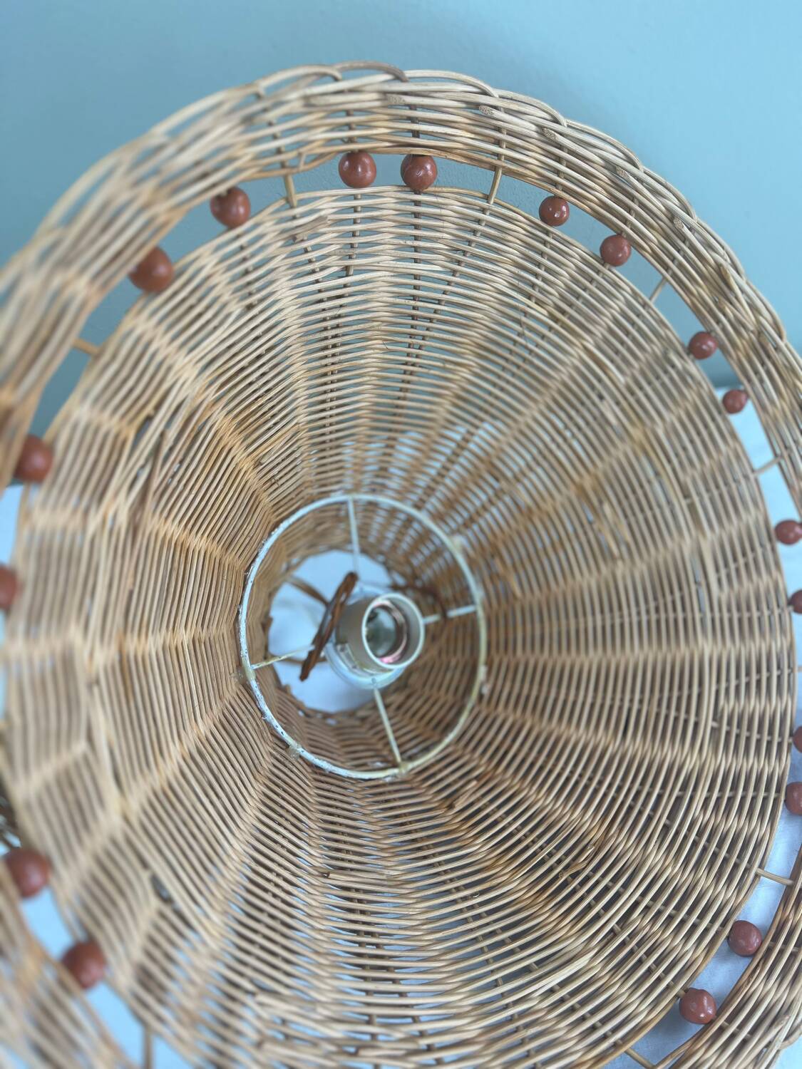 Vintage wicker pendant light