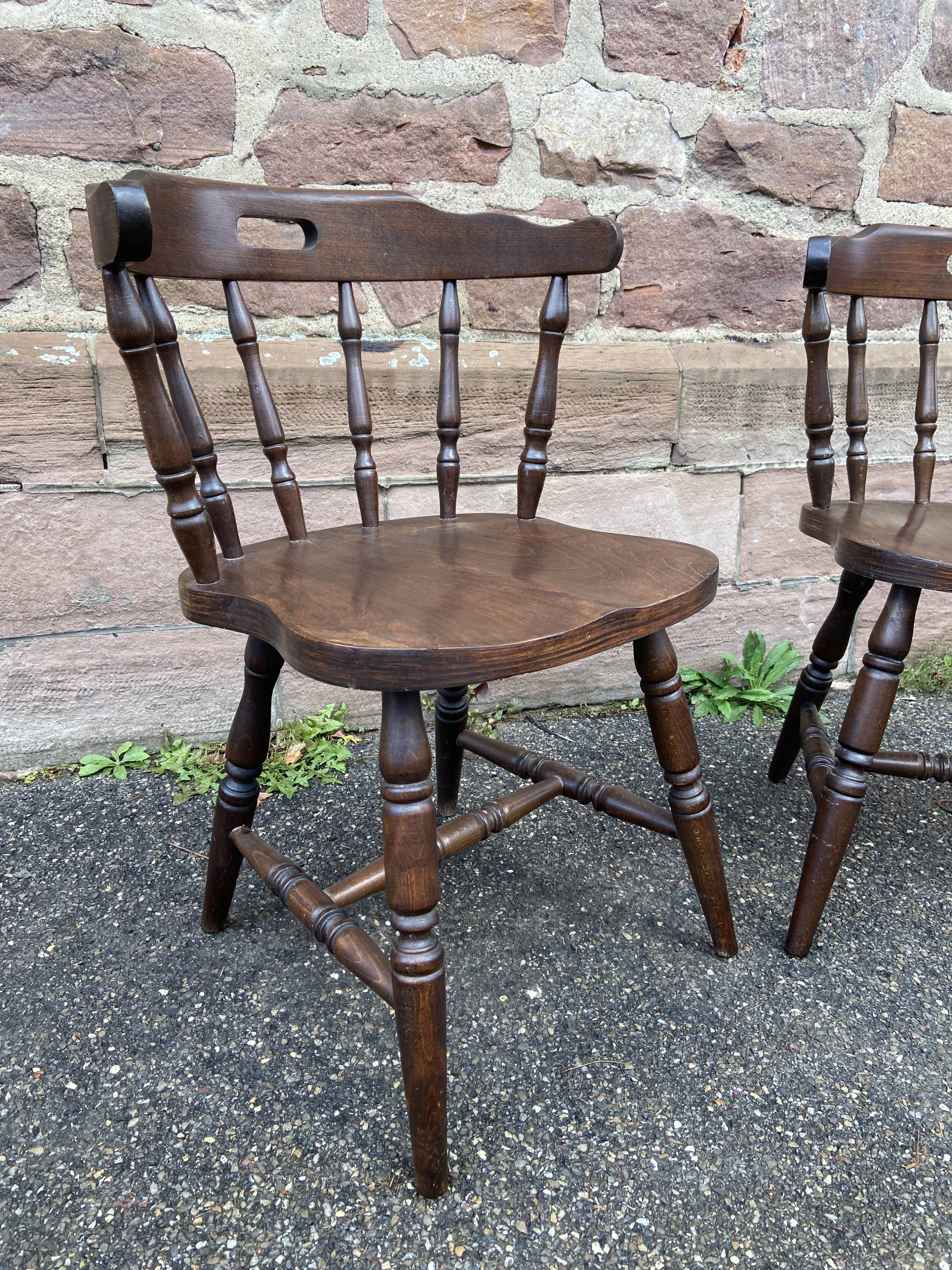 Vintage Hutten style 80s Western bistro wooden armchairs