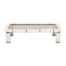 Coffee table by Tommaso Barbi in white ceramic and brass from the 1970s