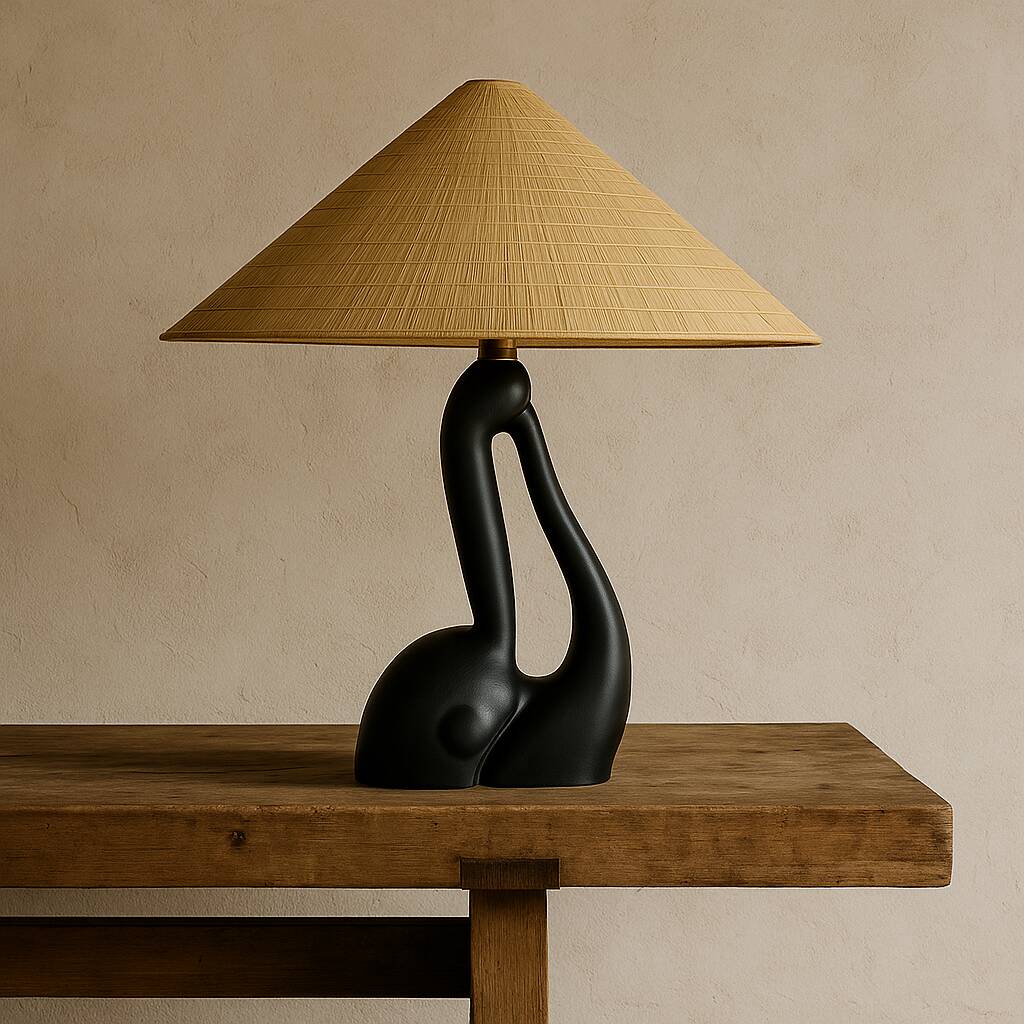 Anthropomorphic sculptural lamp base in black ceramic, Gil Agnoloni, I