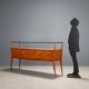 Vintage design chest of drawers veneered in cherry wood, 6 drawers, original from the 1950s