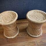 Vintage 70'S rattan and rope stools