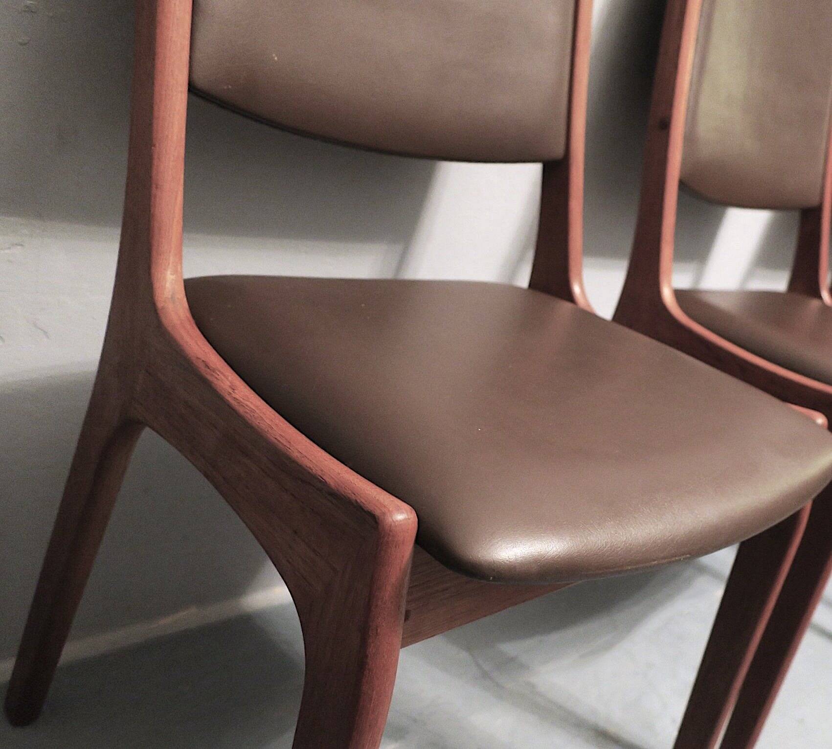 Pair of K S Mobler dining chairs in teak and leather, Denmark 1960s