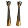 Pair of polished aluminium candlesticks