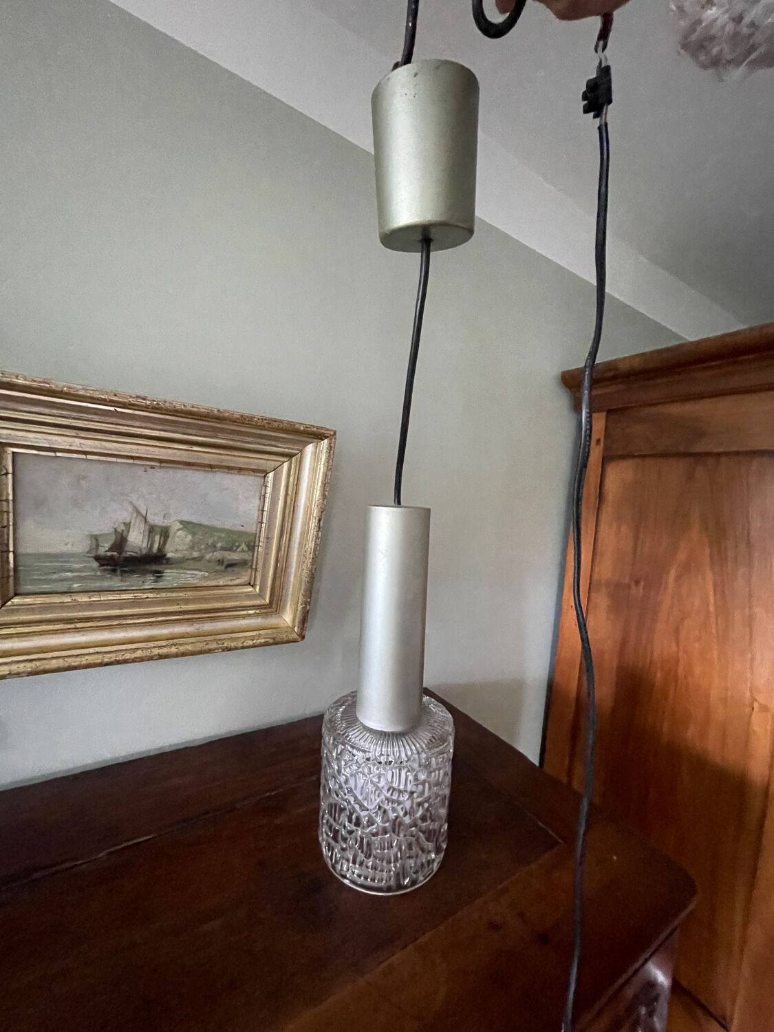 suspension en verre des années 60-70