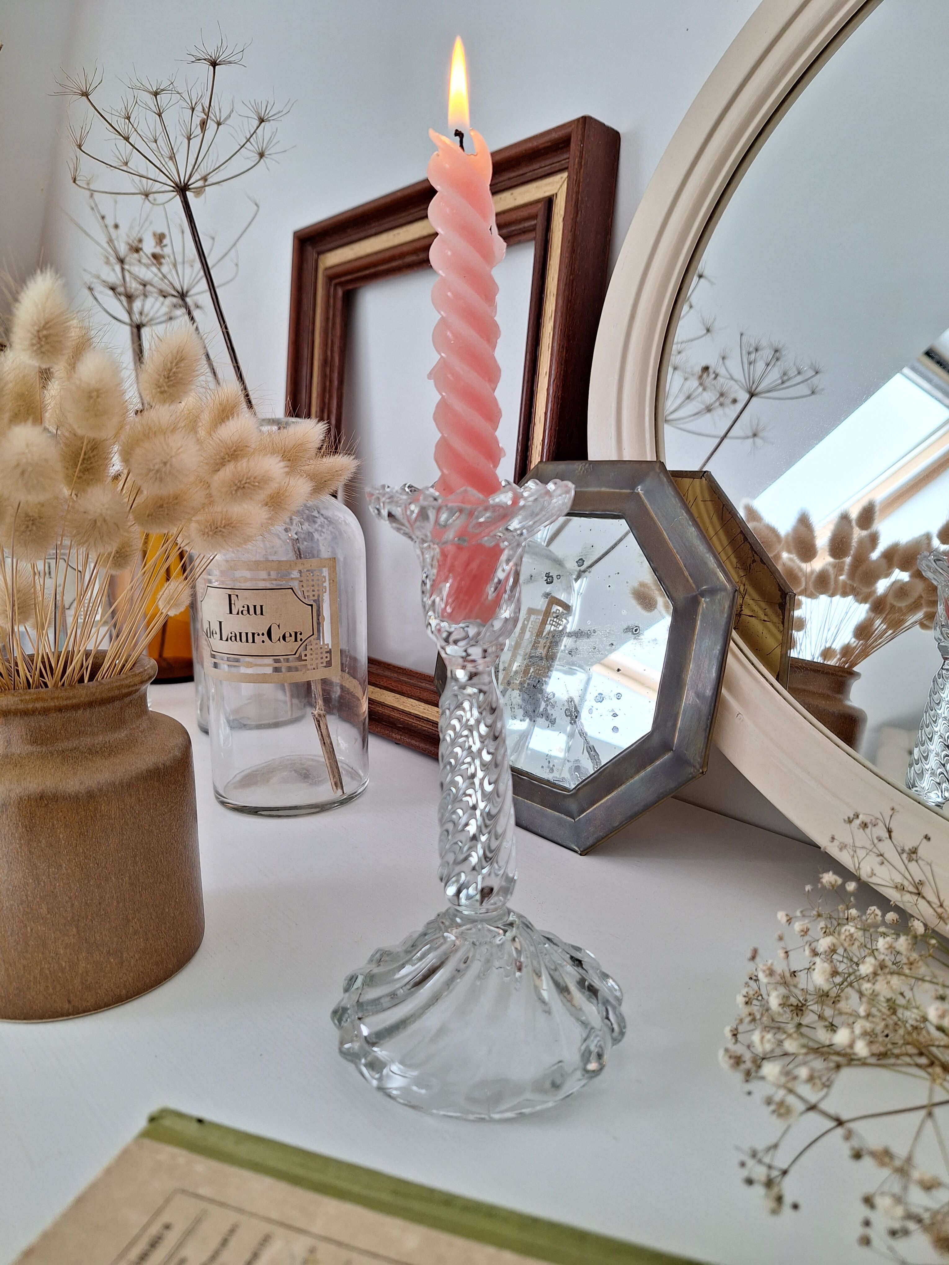 Vintage glass candle holder